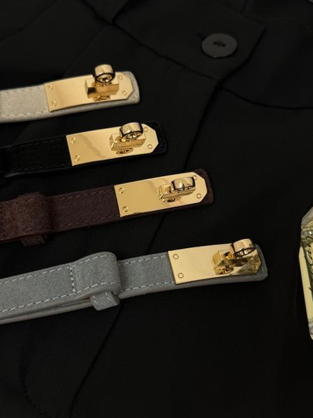 Ремінь замша типу HERMES зі золотою фурнітурою Кольори 7087 фото