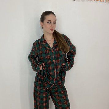 Піжама в клітинку зелена 4674 фото